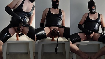 Latexi69 - anal dildo play that ends to a cumshot