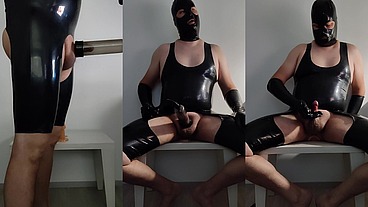 Latexi69 - anal dildo play that ends to a cumshot