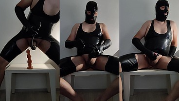 Latexi69 - anal dildo play that ends to a cumshot