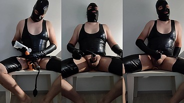 Latexi69 - anal dildo play that ends to a cumshot