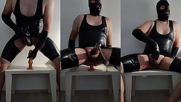 Latexi69 - anal dildo play that ends to a cumshot