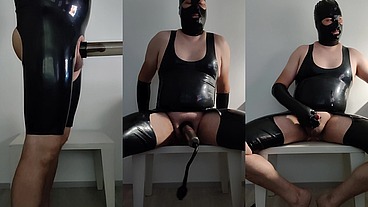 Latexi69 - anal dildo play that ends to a cumshot