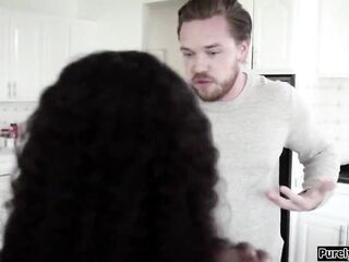 18yo black teen gf and her bf broke up 'cuz shes not ready to do anal.This babe craves him back and suggests her anal virginity to him.1st that babe sucks off his biggest thick penis in advance of this guy can put it in her constricted booty.After this gu