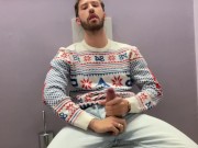 Huge cumshot in the library's bathroom after studying
