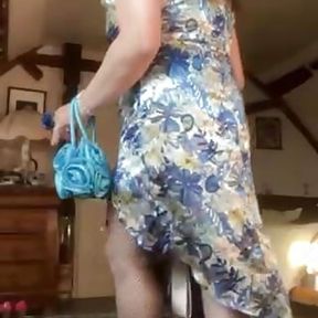 In little blue dress