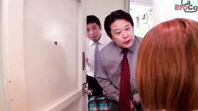 Asian hottie Asia gets her hairy pussy drilled by 2 dildoists in hot japanese sex session