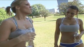 purefilmstv - four soccer players to celebrate the end of the game fuck each other with big dildos and strap on and lick each other’s pussy