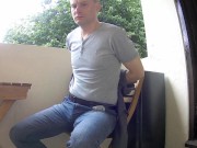 Kudoslong sat on the balcony strips naked and wanks