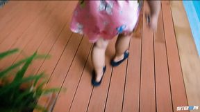 Cheating wife gets morning sex in a sexy night dress