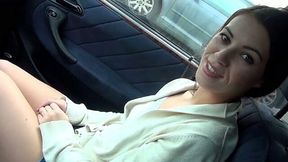 Picked up brunette chick has no shame and joyfully sucks dick in car
