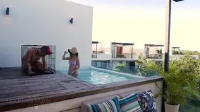 Slave's First Pool Day: Femdom Lord Maria Gives Live-In Slave a Poolside Chastity Tease