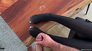 Mia is mad and ignores me but i still cum on her pantyhose feet