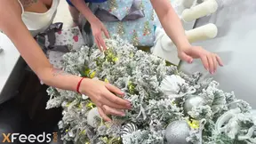 Russian MILF in hot New Year's anal threesome