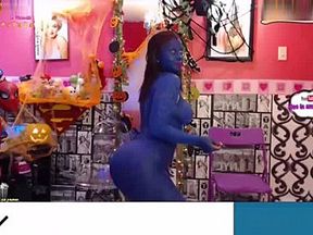 Thick Latina cosplaying as Mystique