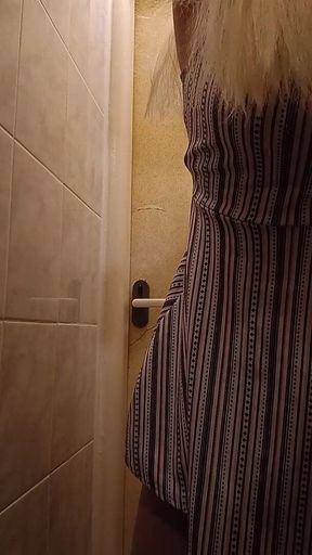 Obedient Slut Rides Wall-mounted Dildo on the Toilet