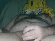 Nasty hairy Chub jacks off and cums