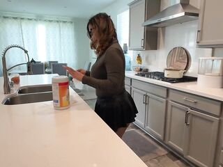 Upskirt Cleaning Turns Into Heated Stepmom Dream