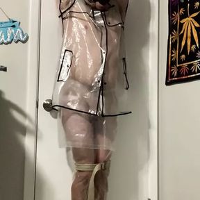 Clear pvc standing bondage