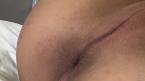 Ladyboy ponybuny enjoys playing with large firm penis