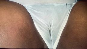 Hot bbw amateur housewife cumming in transparent white panties