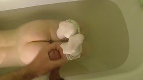 anna takes a bath and wets her socks, then cum on her feet