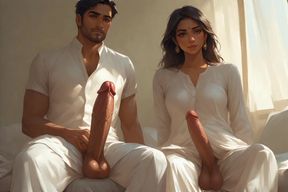 Old Father in law and step son hardcore sex with her step daughter Tejaswini bhabhi thresome and foursome gangbang video