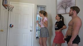 Good pounding after an indoor strip basketball with two sexy minxes