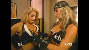 Trish Stratus &amp_ Ashley Massaro adjust each others ring gear