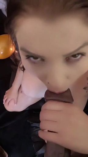 Agatha Mama on a BBC Fucking a Brazilian MILF's Halloween Jack O'lantern