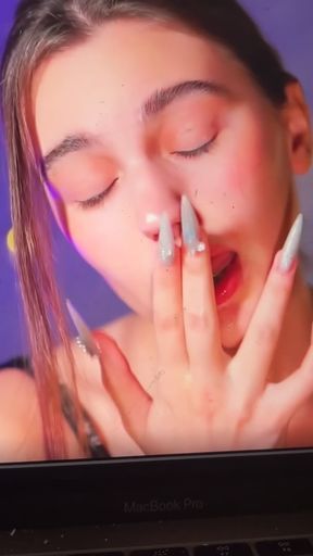 Teen camgirl moans during solo playtime