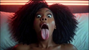 30sec AI Animation: Funny Ebony tongue show