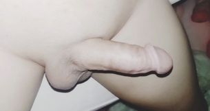 Hairless young cock ejaculates with great pleasure.