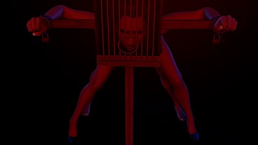 BDSM Bondage Sex Standing Fuck with a Head Cage