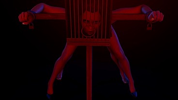 BDSM Bondage Sex Standing Fuck with a Head Cage