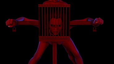 BDSM Bondage Sex Standing Fuck with a Head Cage