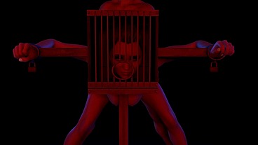 BDSM Bondage Sex Standing Fuck with a Head Cage