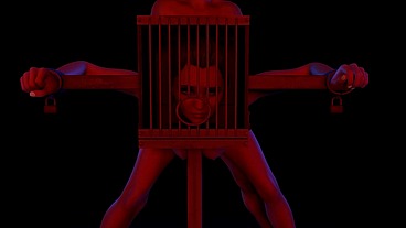 BDSM Bondage Sex Standing Fuck with a Head Cage