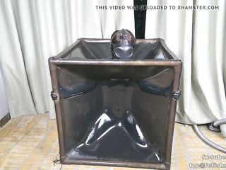 Latex vacuum box and gas mask, breath control