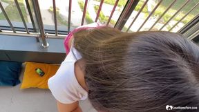 Sloppy POV Blowjob on Balcony Outdoor Oral Sex Session