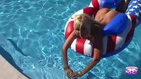 gorgeous american babe gives awesome outdoor blowjob next to the pool