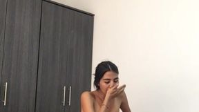 Hot blonde GF gives blowjob while I fuck her ass