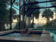 Donovan jerking and having fun by the pool.