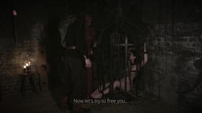 A Naked Witch in a Cage Gets to Feel Ice-cold Water and Hot Wax