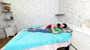 Older step-grandfather unexpectedly returns home to share a bed with his