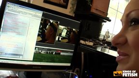 Blonde Girl Squirts a Lot While Fucking Herself with a Big Toy and Her Hand