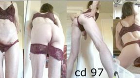 Heteroflexible K crossdressing 97: slender fit older hung transvestite new lingerie panty and bra