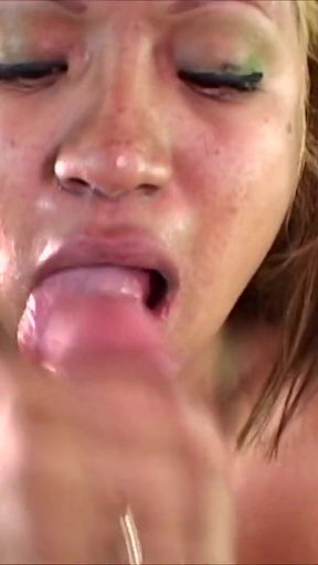 Shaved & Hosed - Latina Girl Eats Ass and Gets Fucked & Facialed