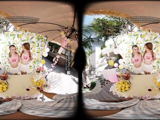 VR Bangers: Hawt Women In Pink Pants Bang U After A Glass Of Limonade In A FFM 3some - VR Porn
