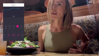 Cumming hard in public restaurant with Lush remote controlled vibrator