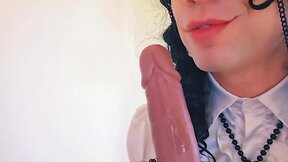 Crossdresser enjoys oral stimulation before anal